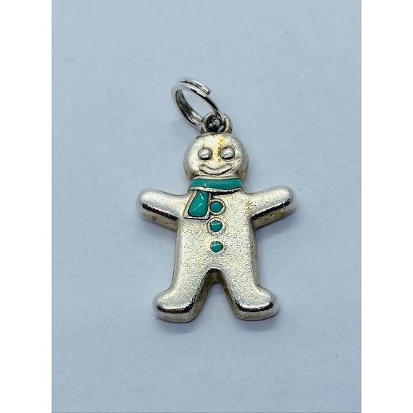 Tiffany&Co Gingerbread Man Pendant Charm Blue Enamel Sterling Silver Pouch - Picture 1 of 10
